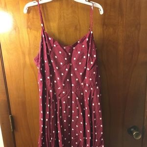 Maroon, Polka-Dotted Summer Dress